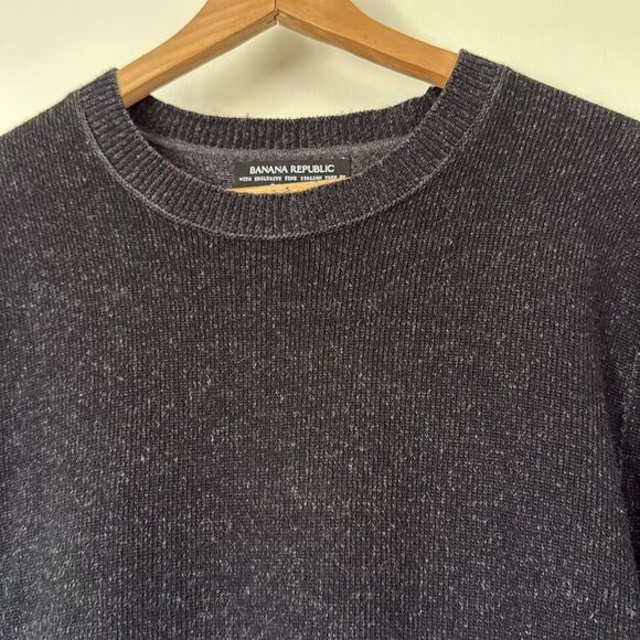 Banana Republic‎ Men's Italian Yarn Wool Sweater Large Black Merino Blend - Picture 7 of 9